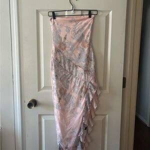 Floral Pink Strapless Dress